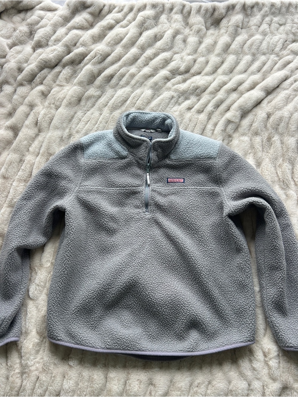 Vineyard Vines Light Gray Sherpa Zip Pullover